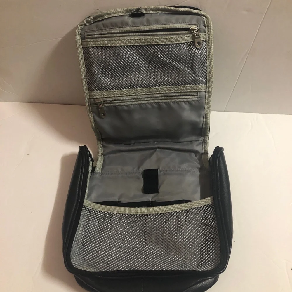 Black Leather Portable DVD Player Zipper Case